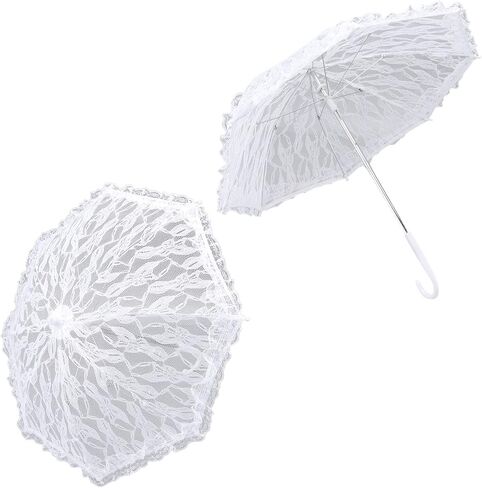 White Lace Parasol Umbrella Elegant Vintage Design Durable for Wedding Photography and Party Decorations 50x43.5cm in Kuwait