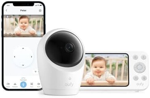 eufy Security Baby Monitor E20 with 2K HD Camera & Charging Base, 5'' 720p Display, Hybrid Wi-Fi & No Wi-Fi Connection, Pan-Tilt, 4X Zoom, Portable Camera with Built-in Battery in Kuwait