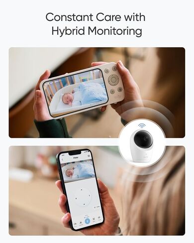 eufy Security Baby Monitor E20 with 2K HD Camera & Charging Base, 5'' 720p Display, Hybrid Wi-Fi & No Wi-Fi Connection, Pan-Tilt, 4X Zoom, Portable Camera with Built-in Battery in Kuwait