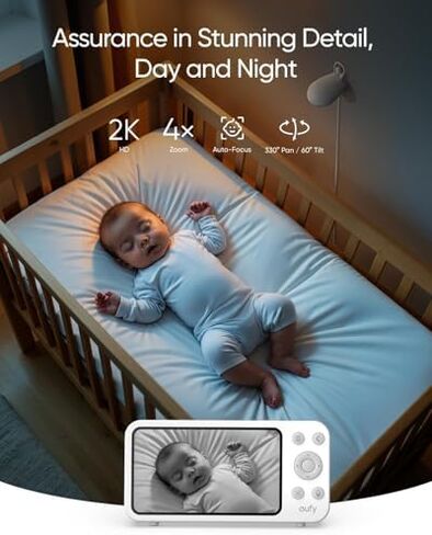 eufy Security Baby Monitor E20 with 2K HD Camera & Charging Base, 5'' 720p Display, Hybrid Wi-Fi & No Wi-Fi Connection, Pan-Tilt, 4X Zoom, Portable Camera with Built-in Battery in Kuwait