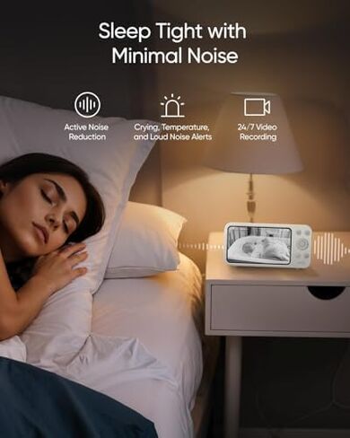 eufy Security Baby Monitor E20 with 2K HD Camera & Charging Base, 5'' 720p Display, Hybrid Wi-Fi & No Wi-Fi Connection, Pan-Tilt, 4X Zoom, Portable Camera with Built-in Battery in Kuwait
