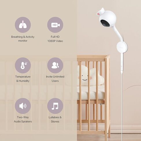 iBaby Smart Baby Breathing Monitor - with Camera and Audio, Tracking Baby's Breathing, Sleeping, Movement. i2 Wi-Fi Video Baby Monitor, Contactless, Work with Smartphone. in Kuwait