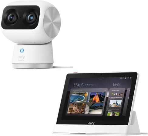 eufy Security Indoor Cam S350 with Smart Display E10, Dual Cameras, 4K UHD Security Camera with 8× Zoom, 360° Camera, Baby Monitor, Pet camera, Human/Pet Detection, AI Tracking, 2.4G/5G Wi-Fi, Plug in in Kuwait