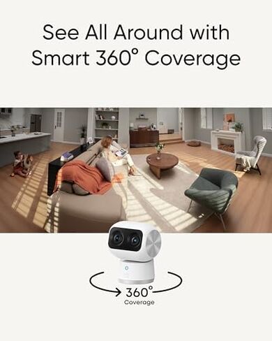 eufy Security Indoor Cam S350 with Smart Display E10, Dual Cameras, 4K UHD Security Camera with 8× Zoom, 360° Camera, Baby Monitor, Pet camera, Human/Pet Detection, AI Tracking, 2.4G/5G Wi-Fi, Plug in in Kuwait