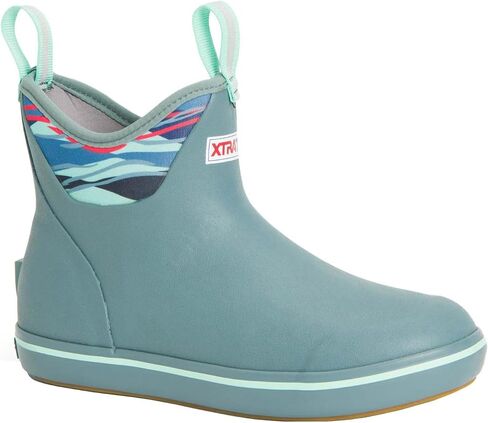 XTRATUF Women's Durable Waterproof Breathable Slip-Resistant 6 Inch Ankle Deck Boots, Trooper Blue/Beach Glass, 5 in Kuwait