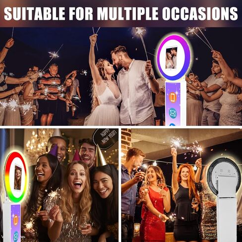 Portable Photo Booth for iPad 10.2'' 10.9" 11" 12.9" Shell Stand Selfie Station Customized Logo Photobooth Machine with Round RGB LED Light Ring and Flight Case for Events Wedding in Saudi Arabia