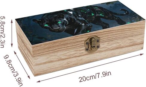 Panther Night Wooden Storage Box with Hinged Lid for Photo | Wood Keepsake Box, Dustproof Storage Box, Decorative Treasure Chest, Memory Box for Crafts Coins Stamps Letters Jewelry in Saudi Arabia