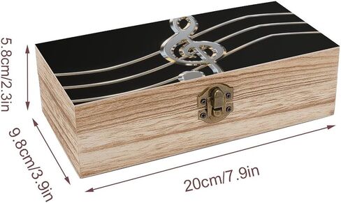 Musical Notes Wooden Storage Box with Hinged Lid for Photo | Wood Keepsake Box, Dustproof Storage Box, Decorative Treasure Chest, Memory Box for Crafts Coins Stamps Letters Jewelry in Kuwait