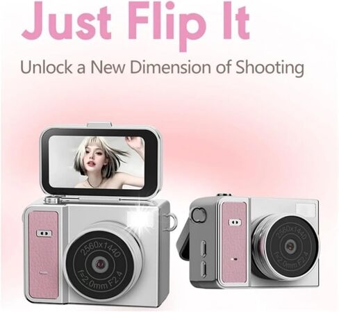 Mini Retro Flip Screen CCD Digital Vlog Camera | Portable HD Camera for Students Travel Photo & Video Recording(Green) in Kuwait