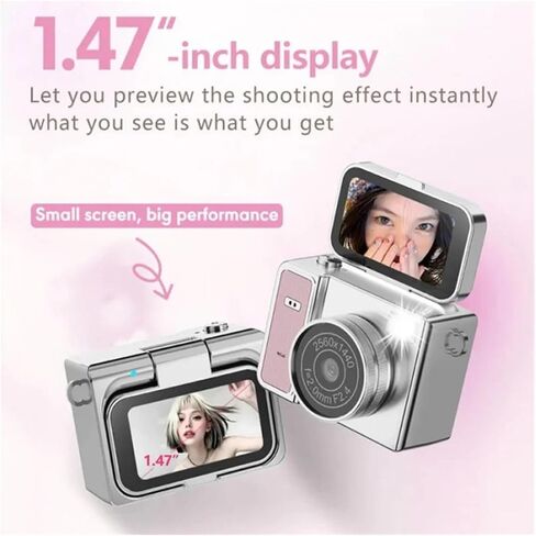 Mini Retro Flip Screen CCD Digital Vlog Camera | Portable HD Camera for Students Travel Photo & Video Recording(Green) in Kuwait
