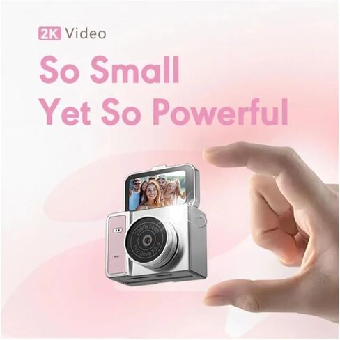 Mini Retro Flip Screen CCD Digital Vlog Camera | Portable HD Camera for Students Travel Photo & Video Recording(Green) in Kuwait