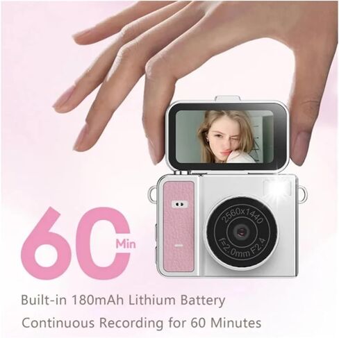 Mini Retro Flip Screen CCD Digital Vlog Camera | Portable HD Camera for Students Travel Photo & Video Recording(Green) in Kuwait