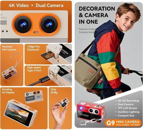 Lens Tiny Camera with Built in for Clear Photos and 4K Videos Thumb Size Design Portable Tiny Camera in Kuwait