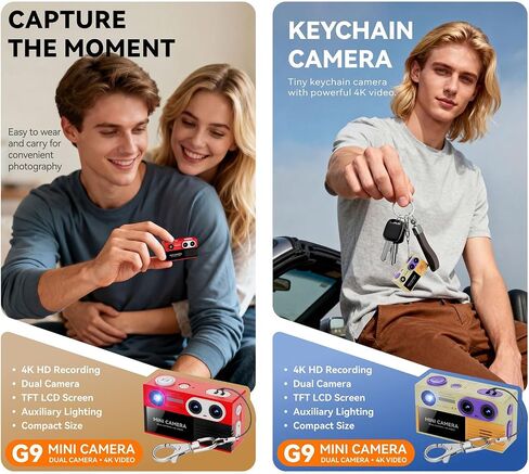 Lens Tiny Camera with Built in for Clear Photos and 4K Videos Thumb Size Design Portable Tiny Camera in Kuwait