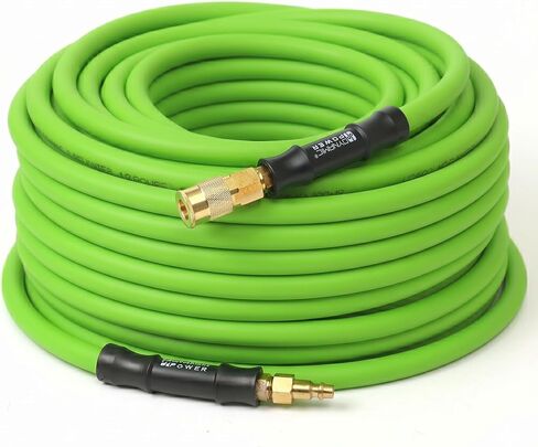 Heavy Duty 3/8" x 100ft EPDM Rubber Air Hose, 300 PSI Max Working Pressure, All-Weather Flexible -40°F to 190°F Pneumatic Hose with 1/4" NPT Brass Fittings and Bend Restrictors in Kuwait