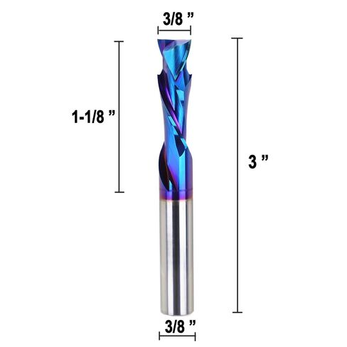 3/8 inch Shank Compression CNC Router Bits Spiral End Mill Up&Down Cut | Carbide Nano Blue Coated for Grooving Slots and Mortises in Kuwait