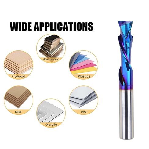 3/8 inch Shank Compression CNC Router Bits Spiral End Mill Up&Down Cut | Carbide Nano Blue Coated for Grooving Slots and Mortises in Kuwait