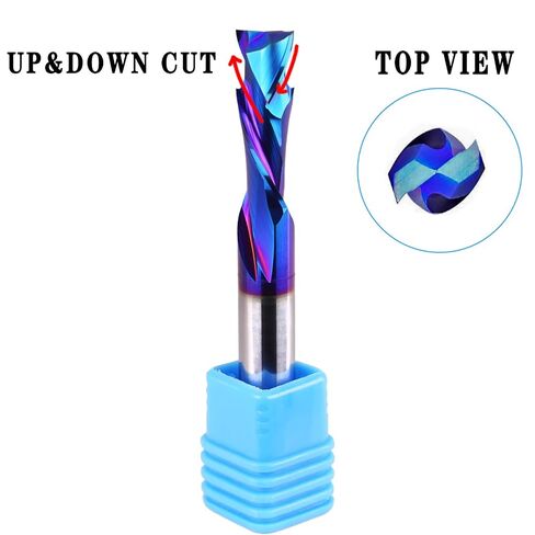 3/8 inch Shank Compression CNC Router Bits Spiral End Mill Up&Down Cut | Carbide Nano Blue Coated for Grooving Slots and Mortises in Kuwait