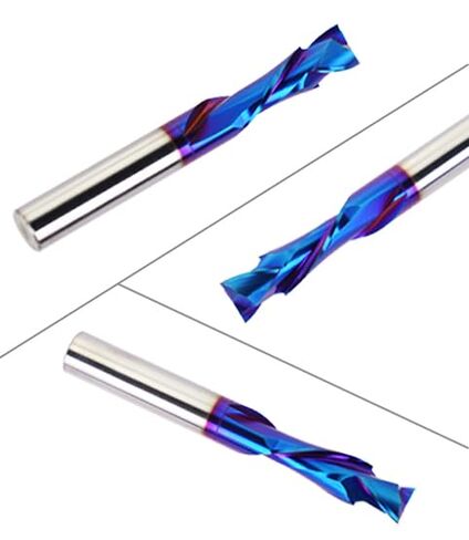 3/8 inch Shank Compression CNC Router Bits Spiral End Mill Up&Down Cut | Carbide Nano Blue Coated for Grooving Slots and Mortises in Kuwait