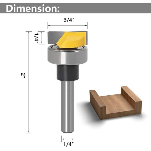 Yakamoz Flush Trim Template Router Bit, 1/4" Shank Carbide for Wood Cutting | Bearing guided cut, anti-kickback build; C3 tungsten carbide; for hardwood MDF plywood; carpenters & DIY woodworkers in Kuwait