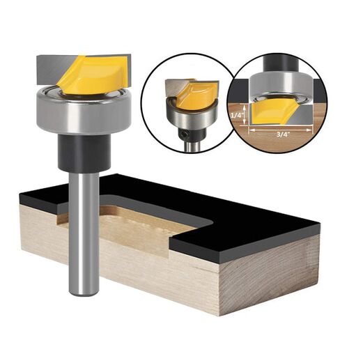 Yakamoz Flush Trim Template Router Bit, 1/4" Shank Carbide for Wood Cutting | Bearing guided cut, anti-kickback build; C3 tungsten carbide; for hardwood MDF plywood; carpenters & DIY woodworkers in Kuwait