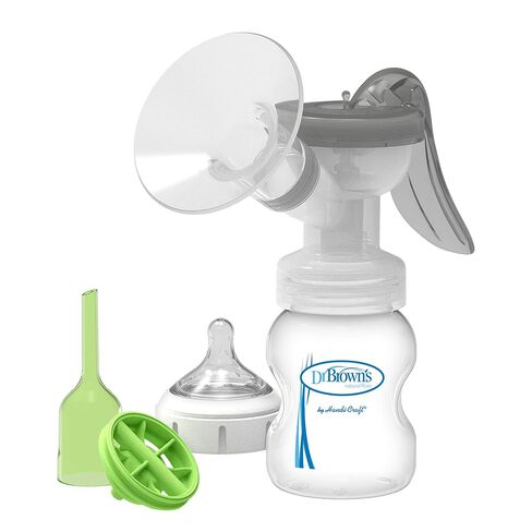 Dr. Brown’s Manual Breast Pump with SoftShape 100% Silicone Shield (B, 25mm flange) & Anti-Colic Options+ Wide-Neck Baby Bottle 5 oz/150 mL, with Level 1 Slow Flow Nipple in Kuwait