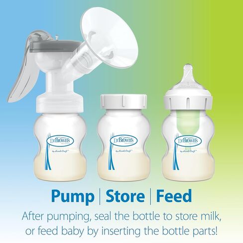 Dr. Brown’s Manual Breast Pump with SoftShape 100% Silicone Shield (B, 25mm flange) & Anti-Colic Options+ Wide-Neck Baby Bottle 5 oz/150 mL, with Level 1 Slow Flow Nipple in Kuwait
