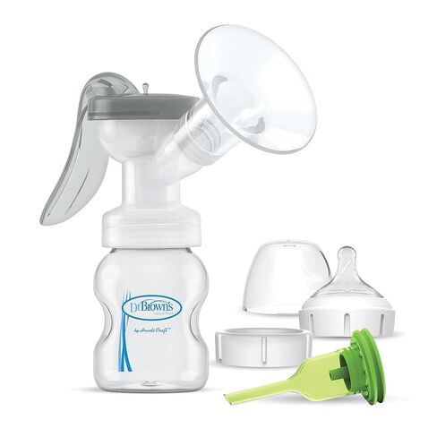 Dr. Brown’s Manual Breast Pump with SoftShape 100% Silicone Shield (B, 25mm flange) & Anti-Colic Options+ Wide-Neck Baby Bottle 5 oz/150 mL, with Level 1 Slow Flow Nipple in Kuwait