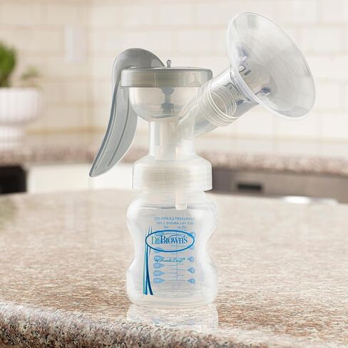 Dr. Brown’s Manual Breast Pump with SoftShape 100% Silicone Shield (B, 25mm flange) & Anti-Colic Options+ Wide-Neck Baby Bottle 5 oz/150 mL, with Level 1 Slow Flow Nipple in Kuwait