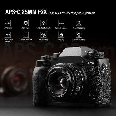 TTArtisan 25mm F2 XF-Mount APS-C Pancake Lens,Wide-Angle MF Large Aperture Mirrorless Lenses for Fujifilm (X-T30, X100VI, X-M5, X-E5, X-T5) for Daily Photography in Kuwait