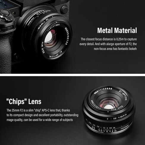 TTArtisan 25mm F2 XF-Mount APS-C Pancake Lens,Wide-Angle MF Large Aperture Mirrorless Lenses for Fujifilm (X-T30, X100VI, X-M5, X-E5, X-T5) for Daily Photography in Kuwait