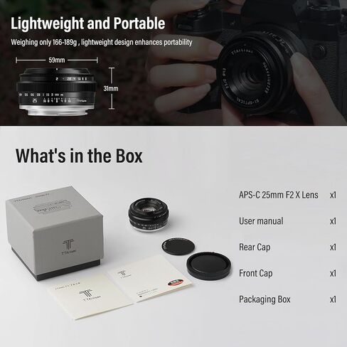 TTArtisan 25mm F2 XF-Mount APS-C Pancake Lens,Wide-Angle MF Large Aperture Mirrorless Lenses for Fujifilm (X-T30, X100VI, X-M5, X-E5, X-T5) for Daily Photography in Kuwait