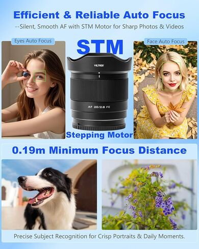 VILTROX AF 20mm F2.8 FE Auto Focus Lens for Sony E-Mount, Full Frame Ultra Wide Angle Prime Lens for Vlog, Landscape, Portrait, Compatible with a7CR a7C II a7C a6700 ZV-E100 a6600 a6400 a7IV a7III in Kuwait