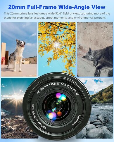 VILTROX AF 20mm F2.8 FE Auto Focus Lens for Sony E-Mount, Full Frame Ultra Wide Angle Prime Lens for Vlog, Landscape, Portrait, Compatible with a7CR a7C II a7C a6700 ZV-E100 a6600 a6400 a7IV a7III in Kuwait