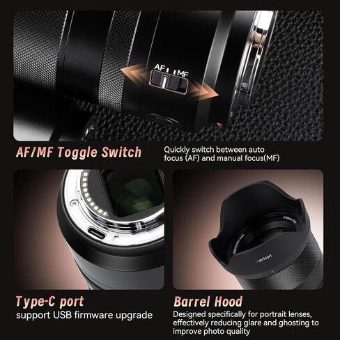 AstrHori AF 85mm F1.8 II Full Frame Lens Upgrade Autofocus Prime Portrait Lens for Panasonic LUMIX S Series & Sigma L Mount Mirrorless Cameras (Black) in Kuwait