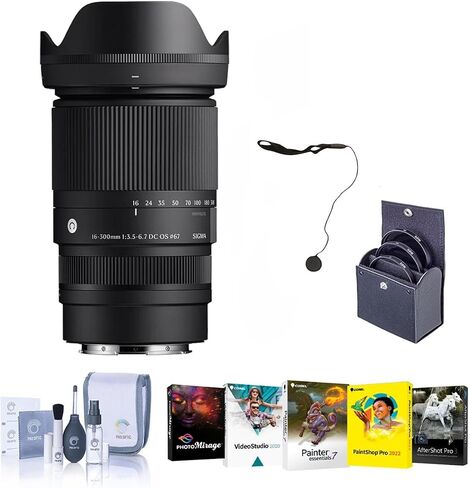 Sigma 16-300mm f/3.5-6.7 DC OS Contemporary Lens for Sony E APS-C, Bundle with UV/CPL/ND Filter Kit, Cleaning Kit, Cap Keeper, PC Software & Sigma 4-Year USA Warranty in Kuwait