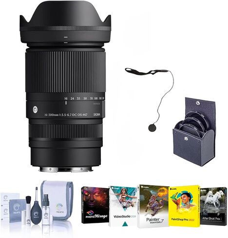 Sigma 16-300mm f/3.5-6.7 DC OS Contemporary Lens for Sony E APS-C, Bundle with UV/CPL/ND Filter Kit, Cleaning Kit, Cap Keeper, PC Software & Sigma 4-Year USA Warranty in Kuwait