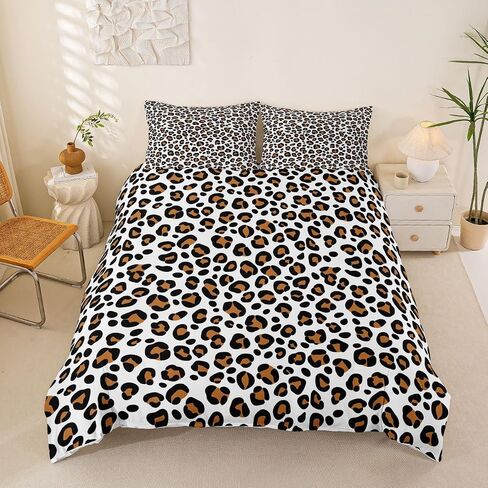 Manfei Leopard Print Bedding Set Toddler Size Cheetah Duvet Cover Set 2Pcs for Kids Girls Boys Room Decor Brown Camo Printed Soft Modern Abstract Pattern Quilt Cover,1 Pillowcase(No Core) in Kuwait
