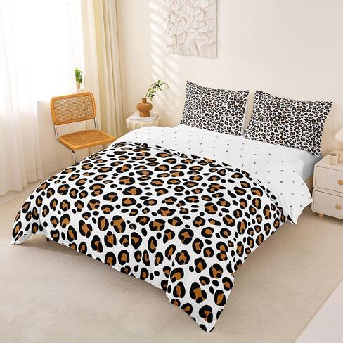 Manfei Leopard Print Bedding Set Toddler Size Cheetah Duvet Cover Set 2Pcs for Kids Girls Boys Room Decor Brown Camo Printed Soft Modern Abstract Pattern Quilt Cover,1 Pillowcase(No Core) in Kuwait