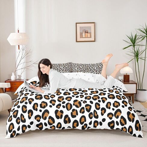 Manfei Leopard Print Bedding Set Toddler Size Cheetah Duvet Cover Set 2Pcs for Kids Girls Boys Room Decor Brown Camo Printed Soft Modern Abstract Pattern Quilt Cover,1 Pillowcase(No Core) in Kuwait
