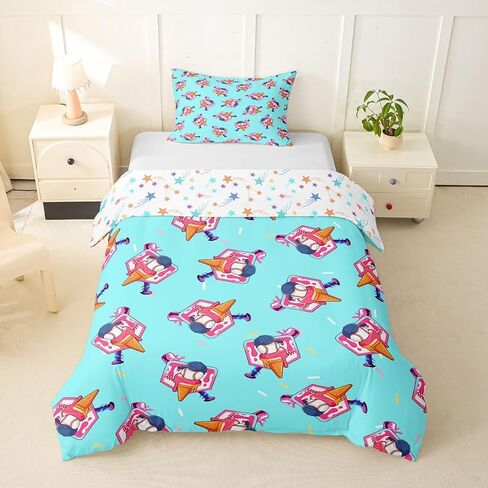 jejeloiu Baseball Duvet Cover Toddler Size Ice Cream Drip Donut Sprinkles Bedding Set Breathable Soft Pink Baseball Bat Comforter Cover 2Pcs Coquette Aesthetic Bedroom Decor in Kuwait