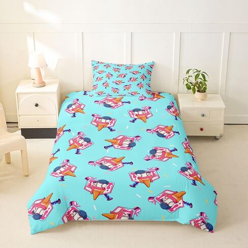 jejeloiu Baseball Duvet Cover Toddler Size Ice Cream Drip Donut Sprinkles Bedding Set Breathable Soft Pink Baseball Bat Comforter Cover 2Pcs Coquette Aesthetic Bedroom Decor in Kuwait