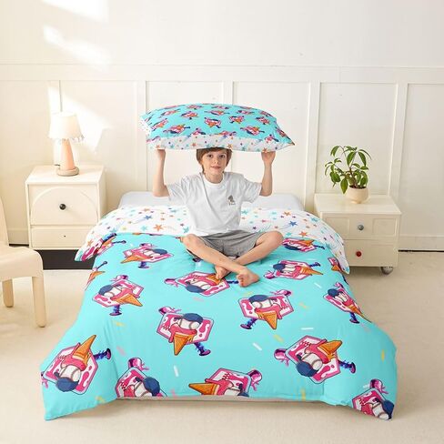 jejeloiu Baseball Duvet Cover Toddler Size Ice Cream Drip Donut Sprinkles Bedding Set Breathable Soft Pink Baseball Bat Comforter Cover 2Pcs Coquette Aesthetic Bedroom Decor in Kuwait