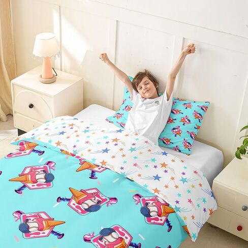 jejeloiu Baseball Duvet Cover Toddler Size Ice Cream Drip Donut Sprinkles Bedding Set Breathable Soft Pink Baseball Bat Comforter Cover 2Pcs Coquette Aesthetic Bedroom Decor in Kuwait