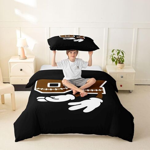jejeloiu Six Seven 6 7 Duvet Cover Toddler Size Football Sports Bedding Set Breathable Soft Rugby Ball Game Comforter Cover 2Pcs American Football Player Bedroom Decor in Kuwait