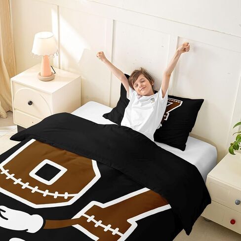 jejeloiu Six Seven 6 7 Duvet Cover Toddler Size Football Sports Bedding Set Breathable Soft Rugby Ball Game Comforter Cover 2Pcs American Football Player Bedroom Decor in Kuwait