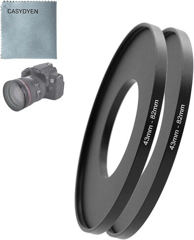(2PCS) 43-82mm Step Up Filter Adapter Ring for 43mm Camera Lens and for 82mm Filters 43-28/30.5/37/39/40.5/43/46/49/52/55/58/62/67/72/77/82mm Step Up & Step Down Adapter Rings in Kuwait