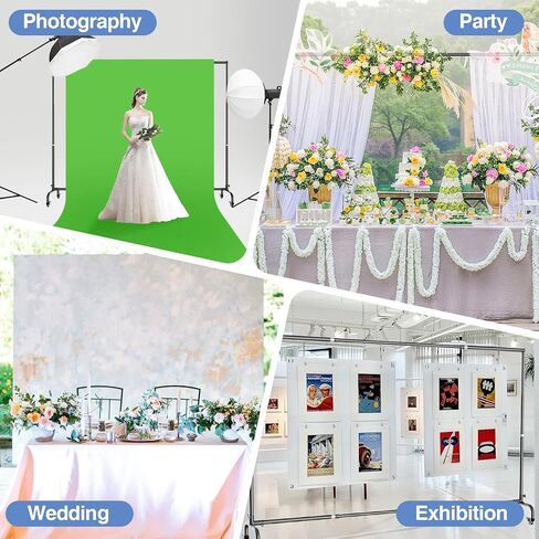10x7.5ft Backdrop Stand with Wheels, Adjustable Photo Stand Kit | Movable Banner Frame with Wheel Design & 6 Clamps, Portable Support Kit for Wedding, Studio Photography, Party Decoration in Kuwait