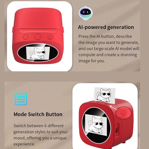 Pomya AI Voice Mini Sticker Printer, Smart Inkless Black White Printing, Portable AI Photo Printer with Paper Roll for Journaling, DIY Crafts, Notes and Gifts in Kuwait