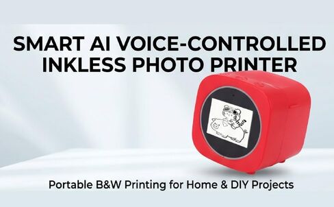 Pomya AI Voice Mini Sticker Printer, Smart Inkless Black White Printing, Portable AI Photo Printer with Paper Roll for Journaling, DIY Crafts, Notes and Gifts in Kuwait